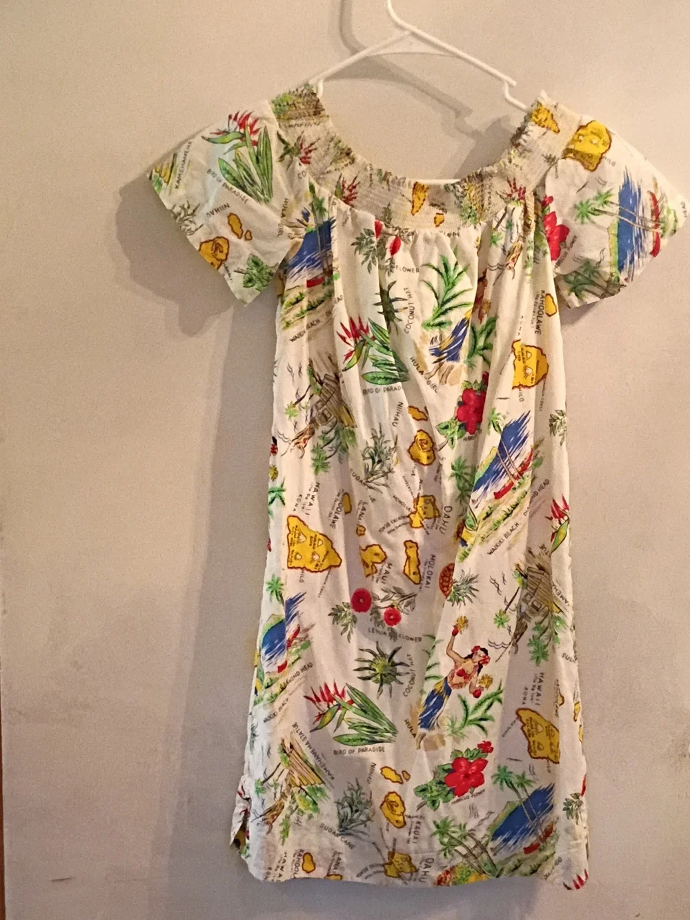 J. Crew White Dress with Yellow & Green Detail